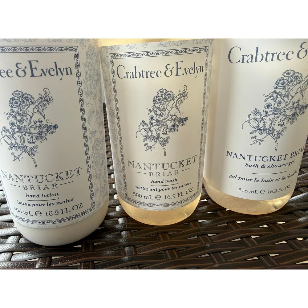 Crabtree & Evelyn Nantucket Briar Set Hand Lotion‎ Wash Shower Gel 16.9oz 3pc